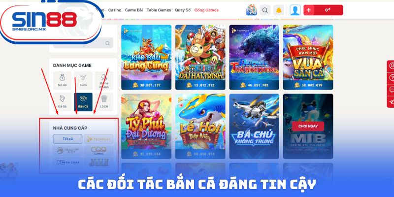 Các đối tác bắn cá đáng tin cậy