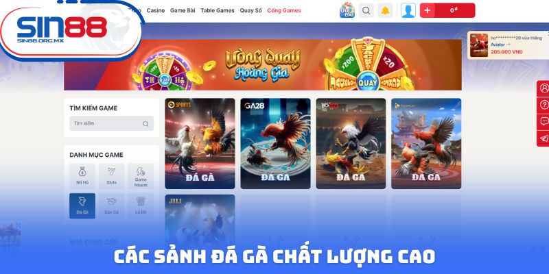 Các sảnh đá gà chất lượng cao