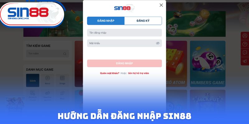 Hướng dẫn đăng nhập Sin88