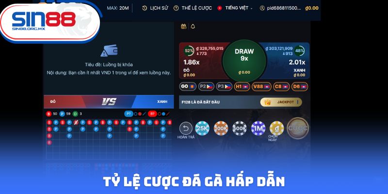 Tỷ lệ cược đá gà hấp dẫn